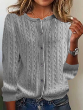 Dames Relaxed Kabel Gebreide Cardigan | Knopen Voorkant