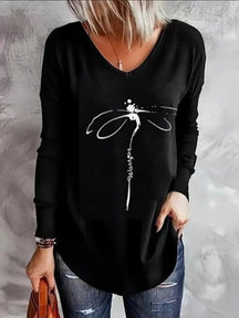Dames Pullover met Verenprint | Zachte Gebreide V-Hals Trui
