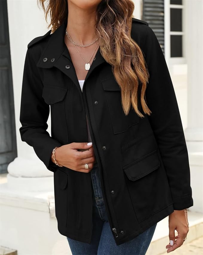 Dames Lichte Cargo Jas | Casual Streetwear Jas met Rits