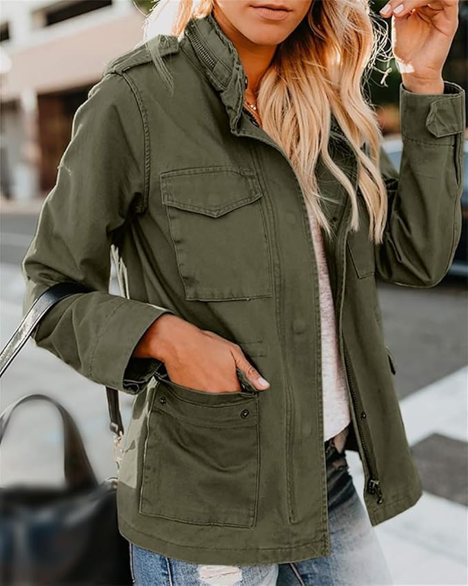 Dames Lichte Cargo Jas | Casual Streetwear Jas met Rits