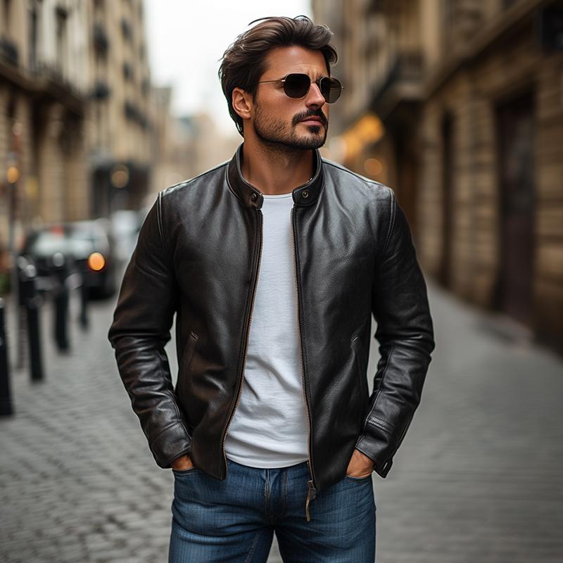 Heren Slim Fit Jas met Kraag | Lange Mouw