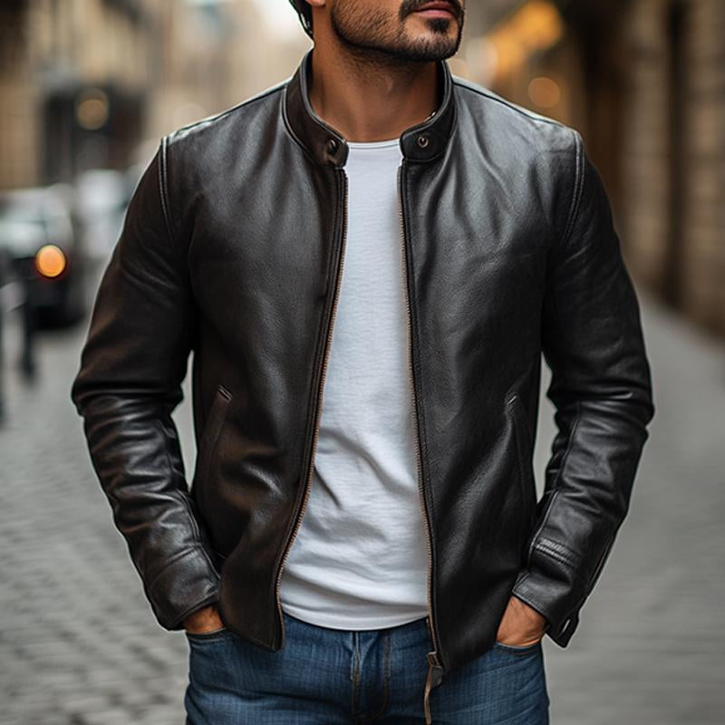 Heren Slim Fit Jas met Kraag | Lange Mouw