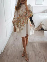 Isabelle - Elegante Bloemenprint A-lijn Jurk met Pofmouwen