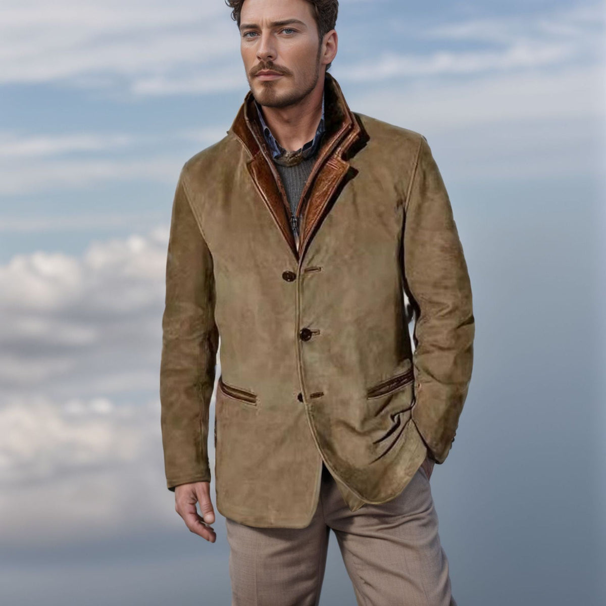 Heren Vintage Buckskin Look Jas | Verfijnde Afwerking