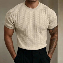Arthur – T-shirt van Gedraaid Breisel, Elegant en Getailleerd
