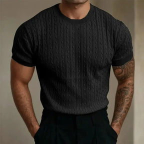 Arthur – T-shirt van Gedraaid Breisel, Elegant en Getailleerd