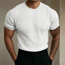 Arthur – T-shirt van Gedraaid Breisel, Elegant en Getailleerd