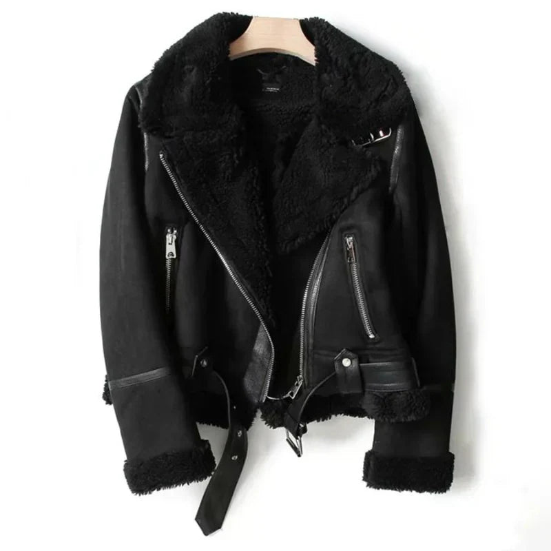 Dames Warme Gevoerde Aviator Winterjas | met Ceintuur en Rits