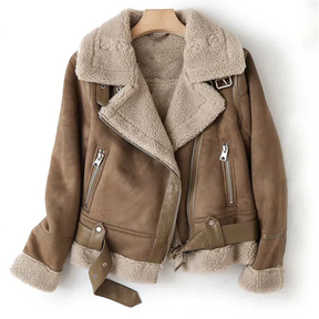 Dames Warme Gevoerde Aviator Winterjas | met Ceintuur en Rits