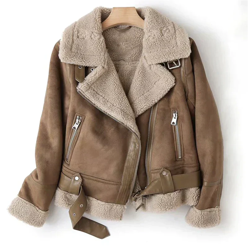 Dames Warme Gevoerde Aviator Winterjas | met Ceintuur en Rits