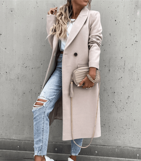 Dames Lange Enkelgeknoopte Overjas | Elegante Getailleerde Wintermantel