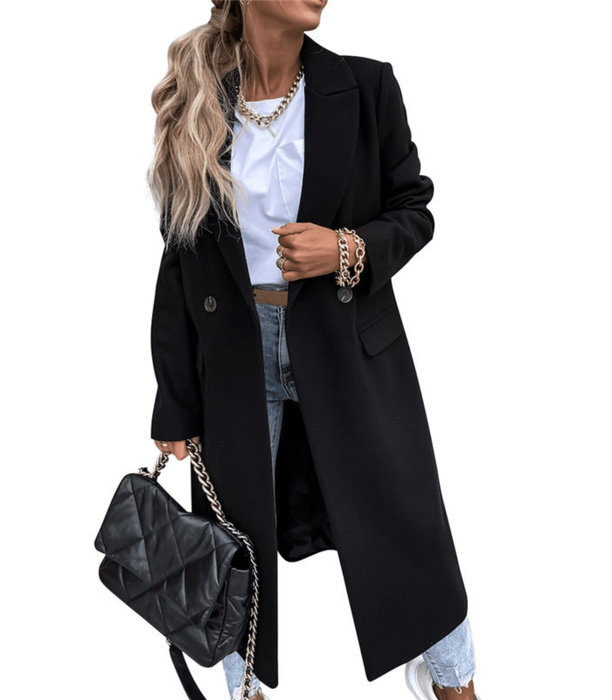 Dames Lange Enkelgeknoopte Overjas | Elegante Getailleerde Wintermantel