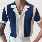 Roy - Stijlvolle Retro Gebreide Polo met Verticale Strepen
