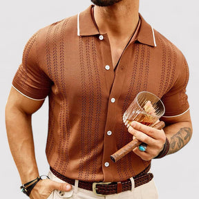 Albin – Ademend Gebreid Poloshirt met Contrasterende Kraag