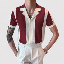 Roy - Stijlvolle Retro Gebreide Polo met Verticale Strepen