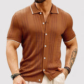 Albin – Ademend Gebreid Poloshirt met Contrasterende Kraag