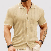 Albin – Ademend Gebreid Poloshirt met Contrasterende Kraag