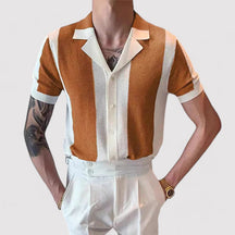 Roy - Stijlvolle Retro Gebreide Polo met Verticale Strepen