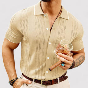 Albin – Ademend Gebreid Poloshirt met Contrasterende Kraag