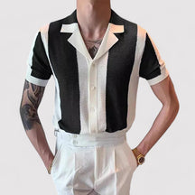 Roy - Stijlvolle Retro Gebreide Polo met Verticale Strepen