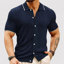 Albin – Ademend Gebreid Poloshirt met Contrasterende Kraag