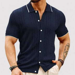 Albin – Ademend Gebreid Poloshirt met Contrasterende Kraag