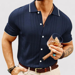 Albin – Ademend Gebreid Poloshirt met Contrasterende Kraag