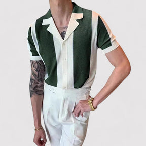 Roy - Stijlvolle Retro Gebreide Polo met Verticale Strepen