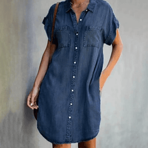Mila - Comfortabele Denim Shirt Dress met Knoopjes