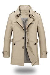 Heren Warme Dubbelrijige Winter Trenchcoat | Lichte Lange Overjas
