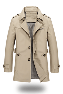 Heren Warme Dubbelrijige Winter Trenchcoat | Lichte Lange Overjas