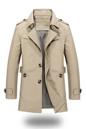 Heren Warme Dubbelrijige Winter Trenchcoat | Lichte Lange Overjas