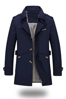 Heren Warme Dubbelrijige Winter Trenchcoat | Lichte Lange Overjas