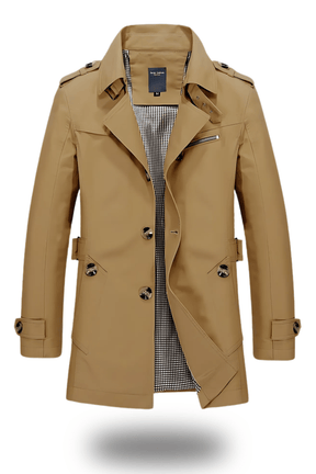 Heren Warme Dubbelrijige Winter Trenchcoat | Lichte Lange Overjas