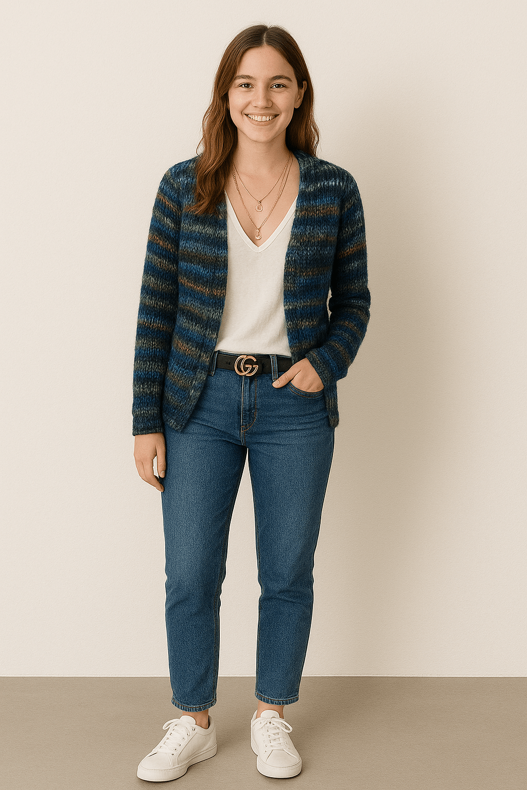 Dames Warm Gebreid Vest met Kleurrijke Strepen | Boho Multicolor Trui