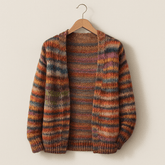 Dames Warm Gebreid Vest met Kleurrijke Strepen | Boho Multicolor Trui