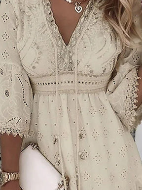Rahel - Elegante Boho Kanten Jurk met Flare Mouwen