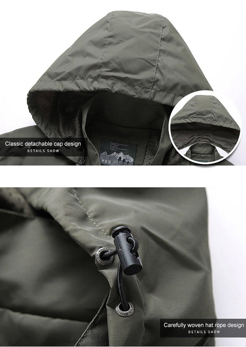 Heren Militaire Outdoor Windbreaker met Capuchon Lichte | Waterdichte Jas