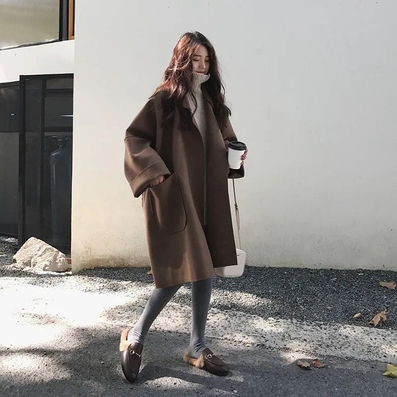 Dames Oversized Warme Winterjas met Losse Pasvorm | Casual Lange Jas
