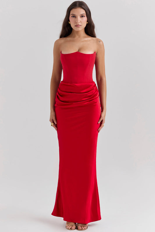 PartyNight - Luxe strapless maxi jurk