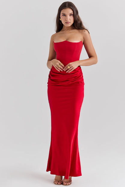 PartyNight - Luxe strapless maxi jurk