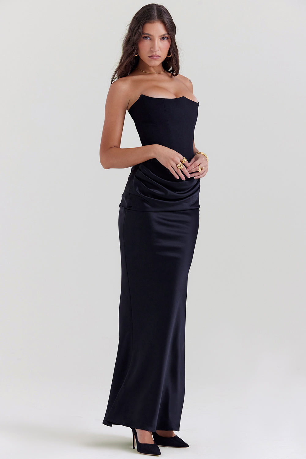 PartyNight - Luxe strapless maxi jurk