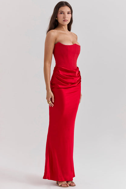 PartyNight - Luxe strapless maxi jurk