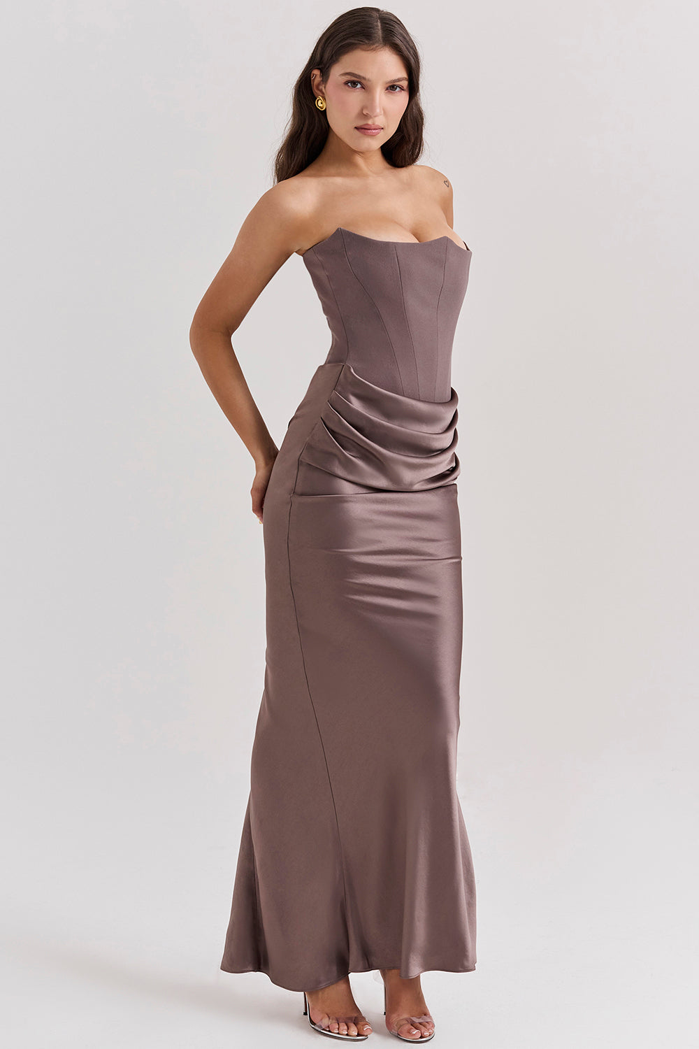 PartyNight - Luxe strapless maxi jurk