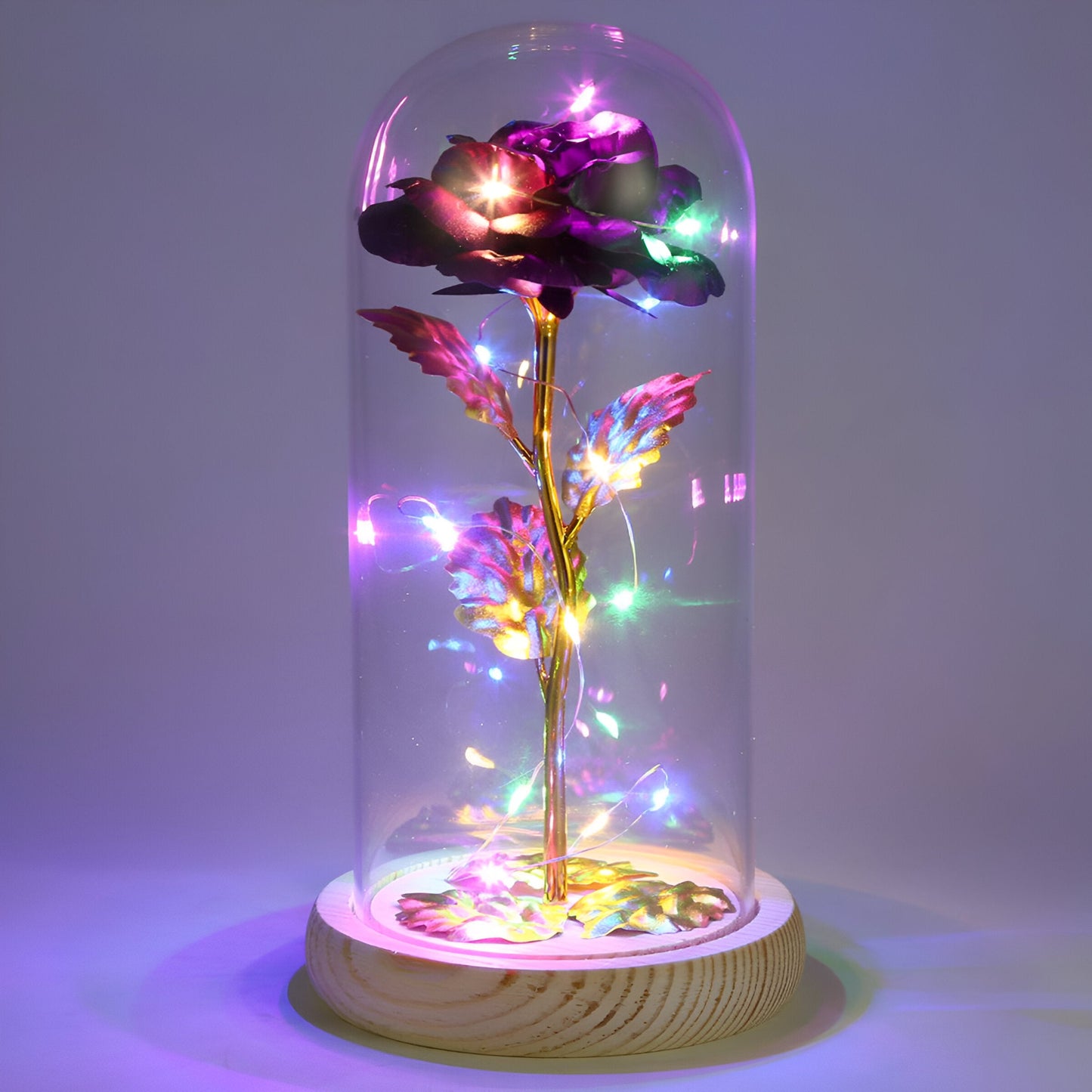 FairyRose - Glazen Koepel met Verlichte Roos en Sprookjeslamp