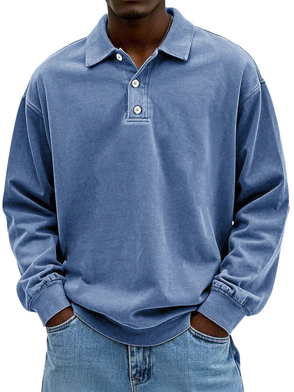 Heren Retro Longsleeve Polo T-shirt | Casual Gemak