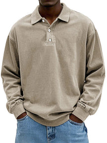 Heren Retro Longsleeve Polo T-shirt | Casual Gemak