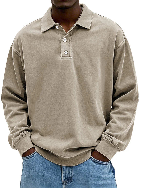 Heren Retro Longsleeve Polo T-shirt | Casual Gemak