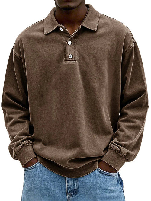 Heren Retro Longsleeve Polo T-shirt | Casual Gemak