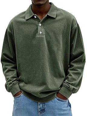 Heren Retro Longsleeve Polo T-shirt | Casual Gemak